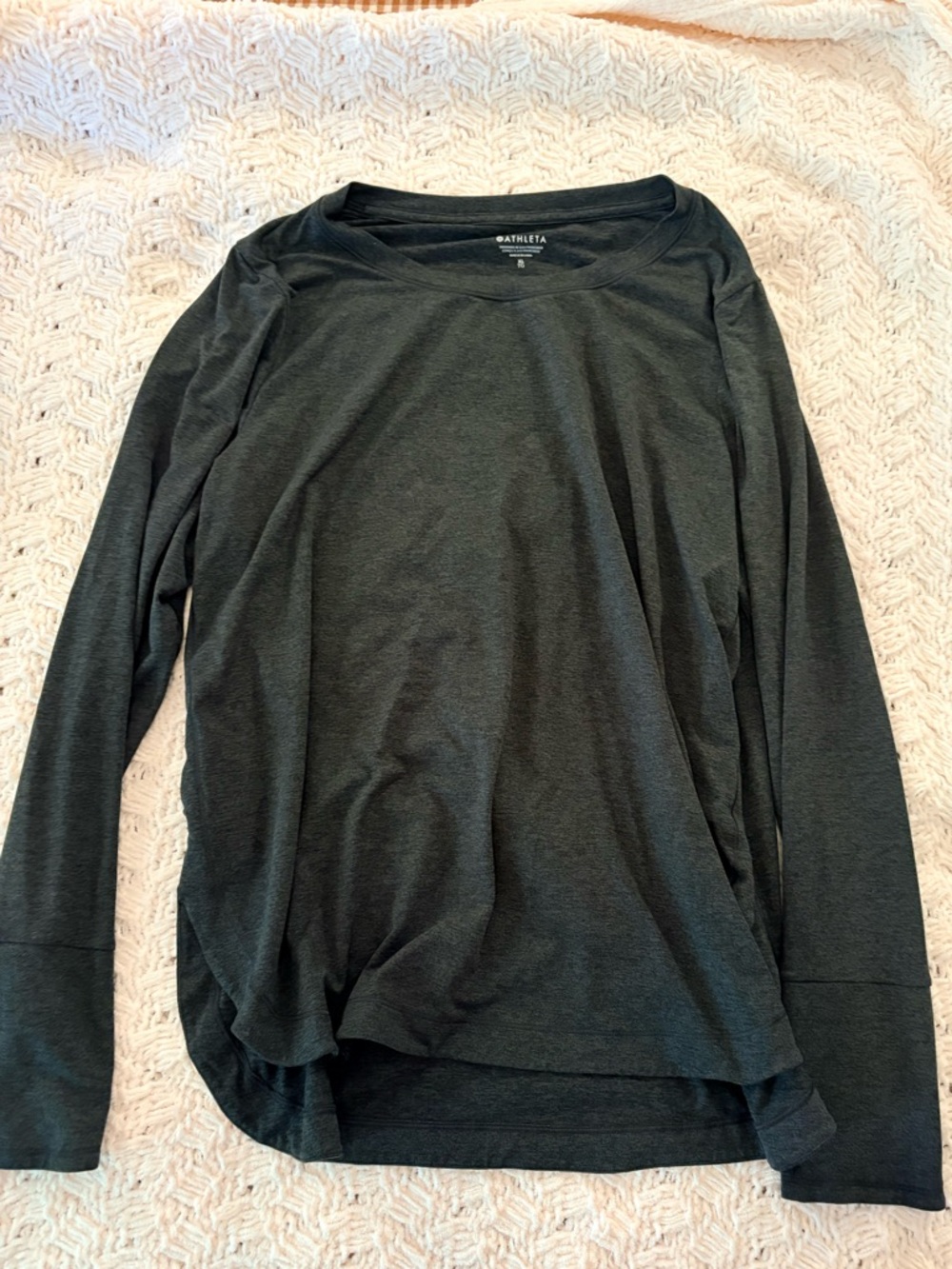 Athleta Uptempo Charcoal Scoop Neck Long Sleeve Top